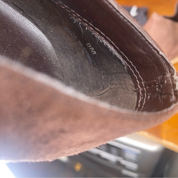 Beverly Feldman chocolate Brown Suede Snakeskin Wedge booties sz 9 - Picture 8 of 15